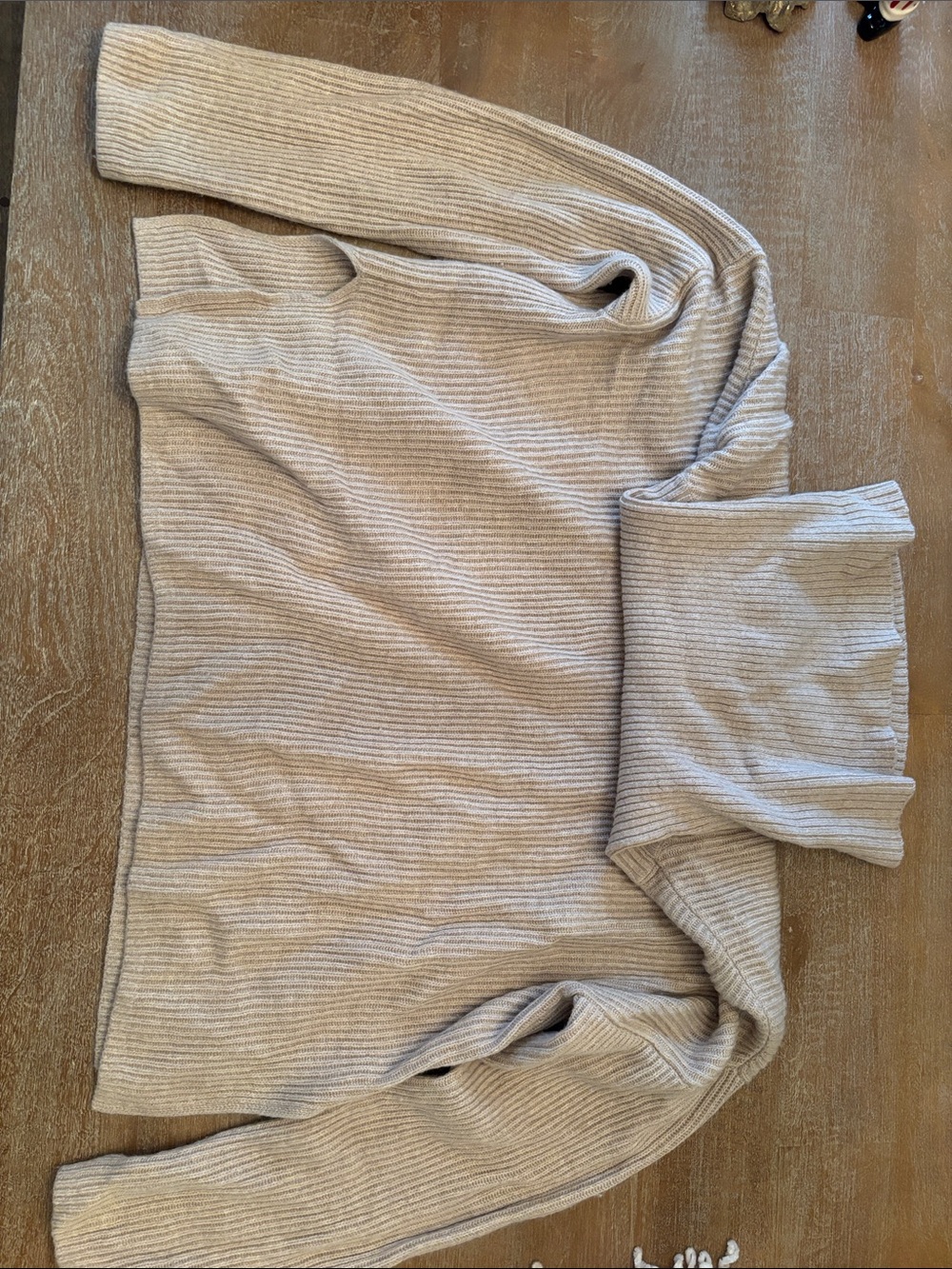 WOOL AND CASHMERE BLEND Banana Republic Beige Ribbed Turtleneck Sweater NWT